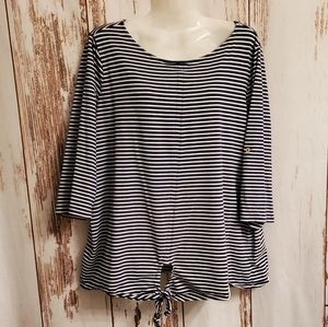 Jones New York Signature stripped blouse blue white Size XL